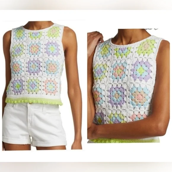 Alice + Olivia Reva Medallion Crocheted Top Size Small - Picture 7 of 11